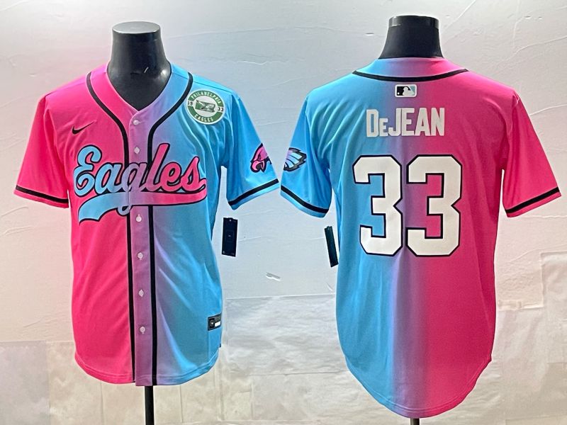 Men 2025 Philadelphia Eagles #33 Dejean Blue pink Nike Limited NFL Jersey style 08